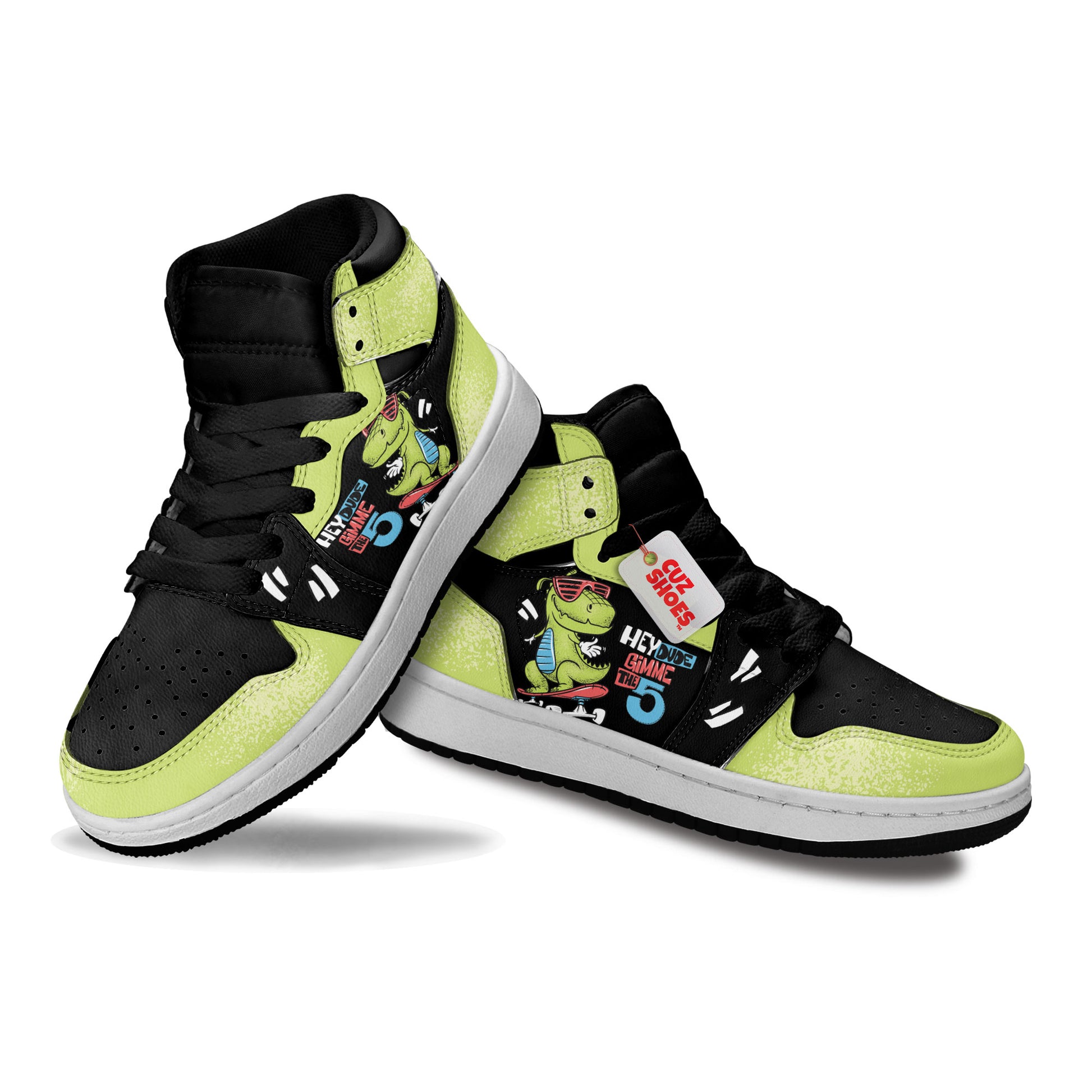 Dinosaur Skateboard Kids Sneakers Custom Shoes TT10076- cuztomshoes.com