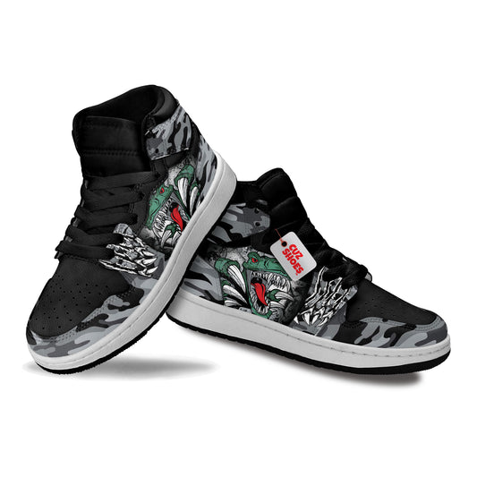 T-rex Kids Sneakers Dinosaur Camo Custom Shoes TT1007- cuztomshoes.com