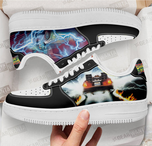 DMC-12 Delorean Back To The Future Custom Air Sneakers QD11- Cuztomshoes