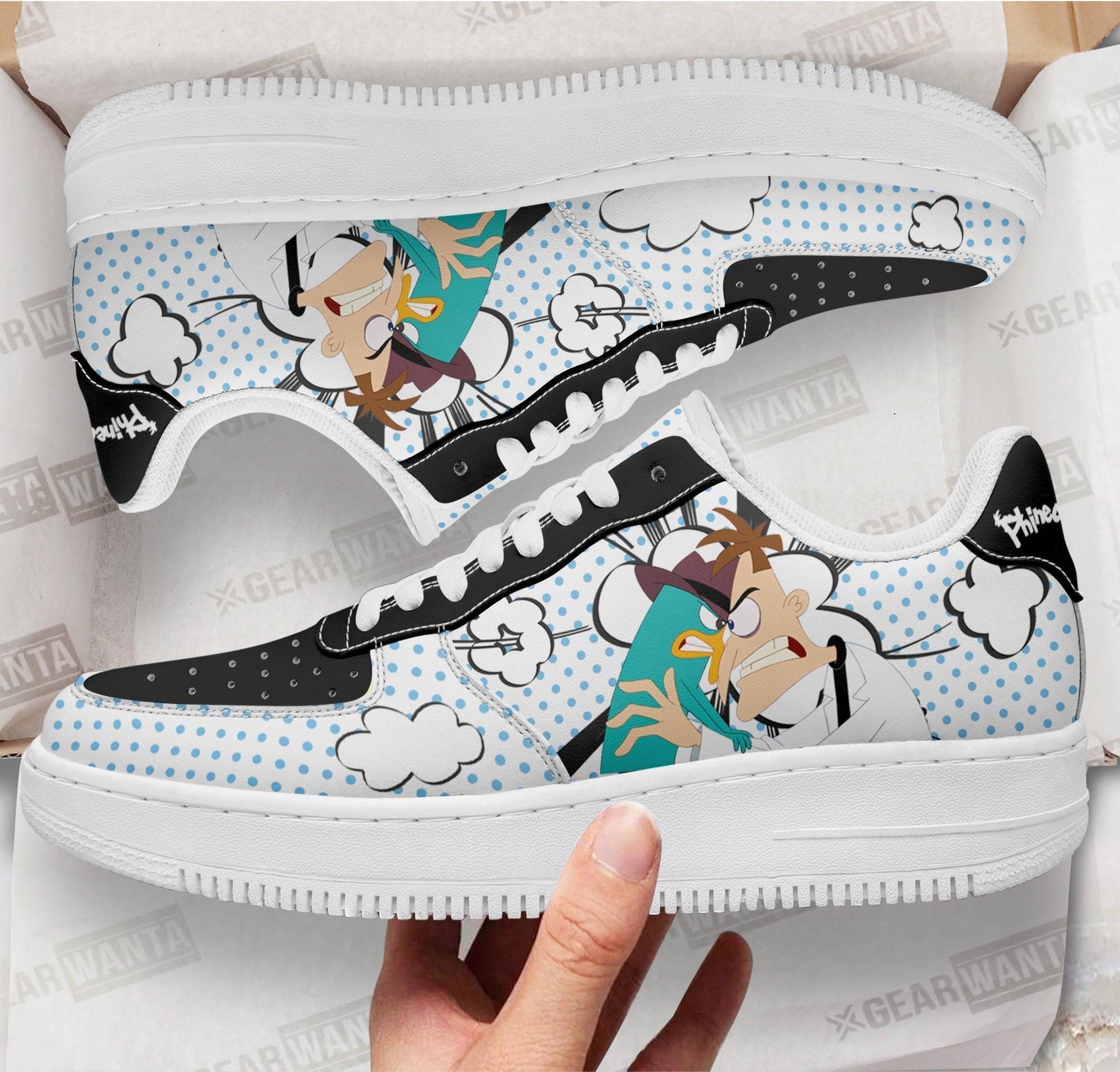 Dr. Heinz Doofenshmirt and Perry Air Sneakers Custom Phineas and Ferb Shoes- Cuztomshoes