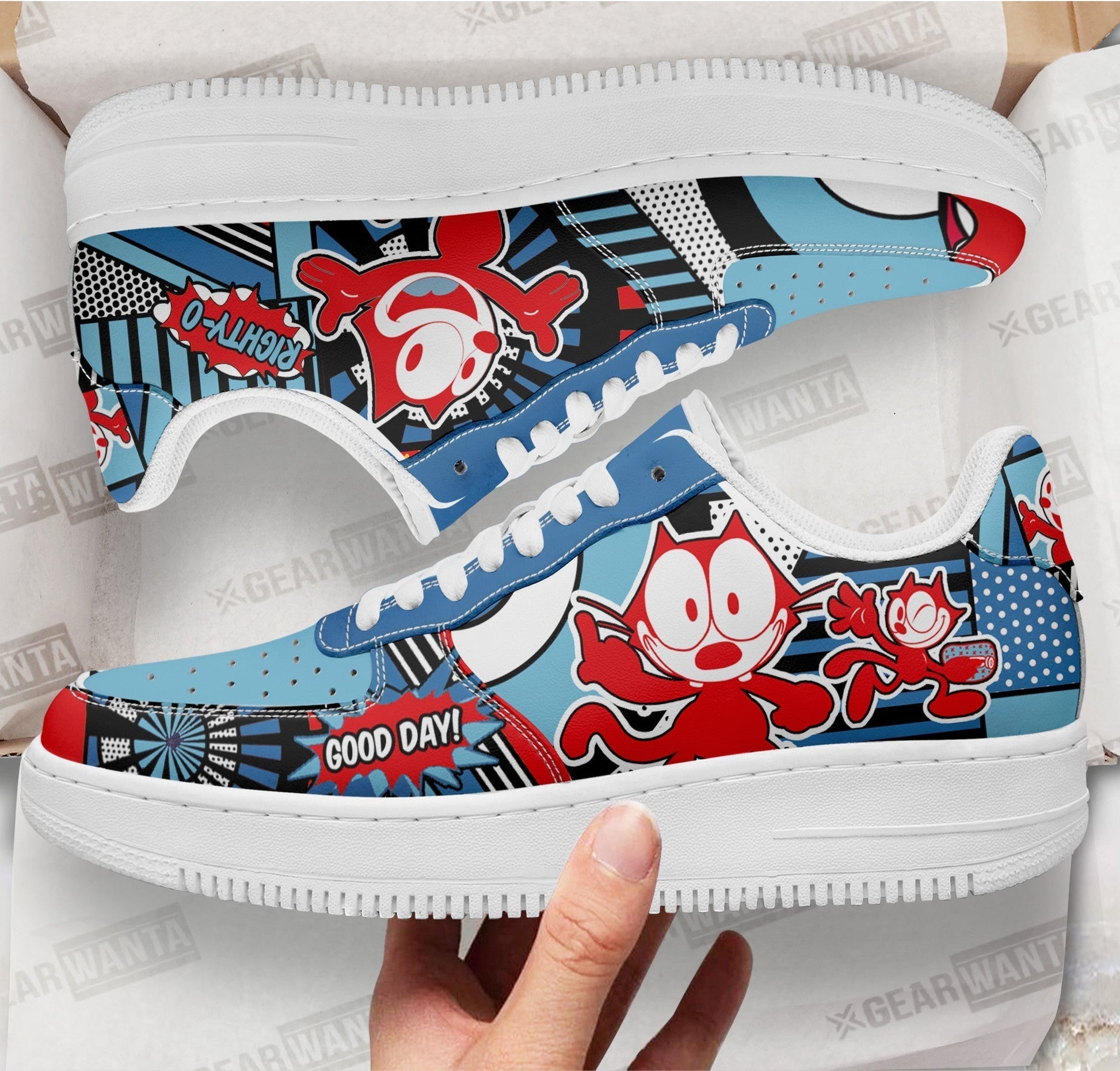 Felix The Cat Air Sneakers Custom Comic Shoes- Cuztomshoes