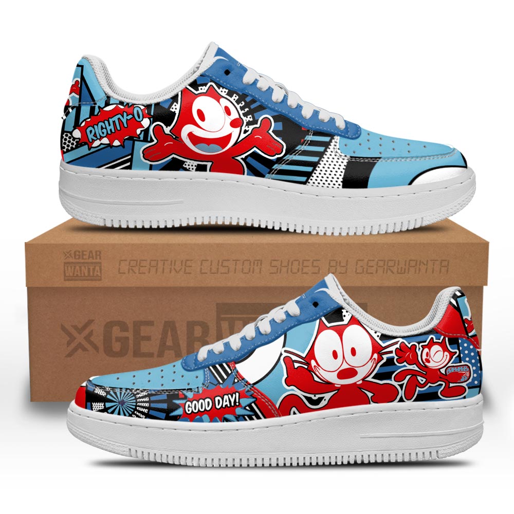 Felix The Cat Air Sneakers Custom Comic Shoes- Cuztomshoes