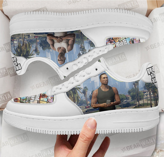 GTA Carl Johnson Air Sneakers Custom Video Game Shoes- Cuztomshoes