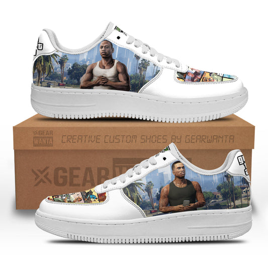 GTA Carl Johnson Air Sneakers Custom Video Game Shoes- Cuztomshoes