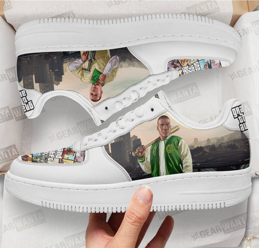 GTA Franklin Clinton Air Sneakers Custom Video Game Shoes- Cuztomshoes