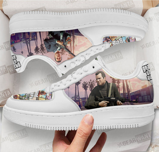 GTA Michael De Santa Air Sneakers Custom Video Game Shoes- Cuztomshoes