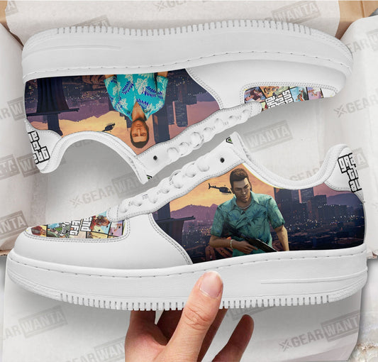 GTA Tommy Vercetti Air Sneakers Custom Video Game Shoes- Cuztomshoes