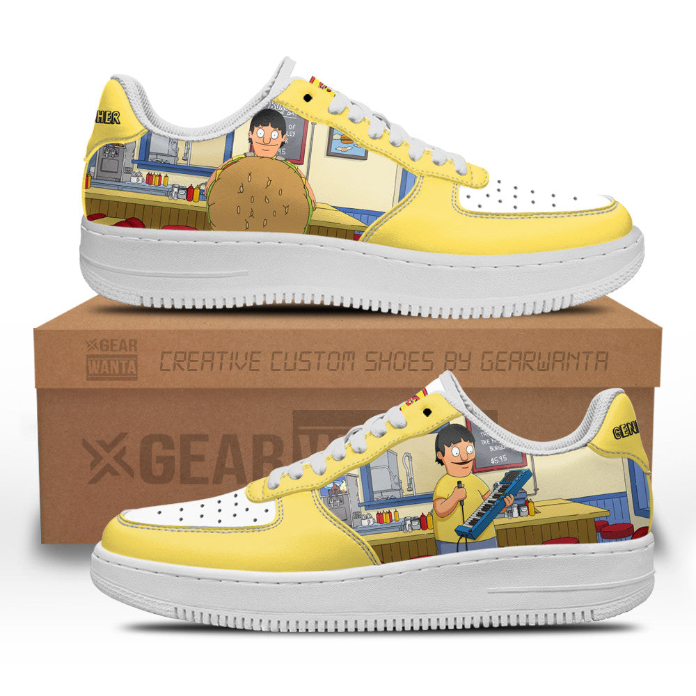 Gene Belcher Bob's Burger Custom Air Sneakers QD12- Cuztomshoes