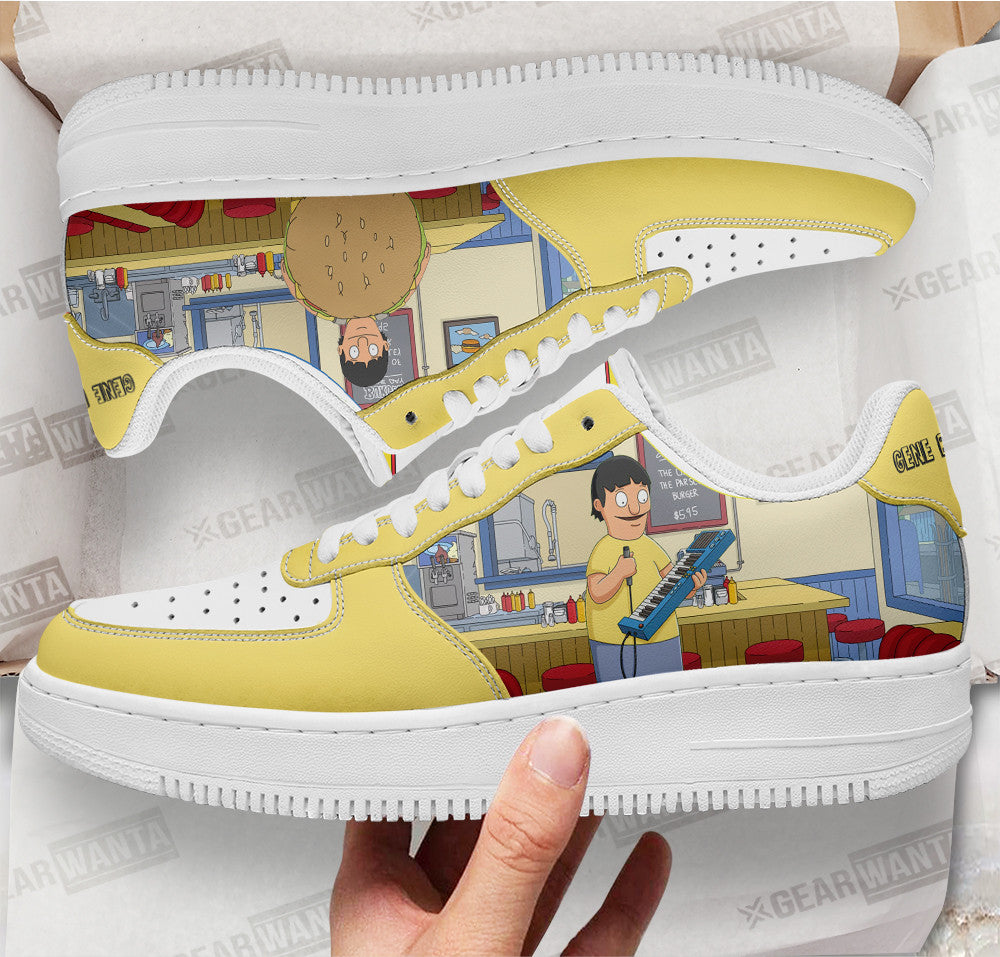 Gene Belcher Bob's Burger Custom Air Sneakers QD12- Cuztomshoes