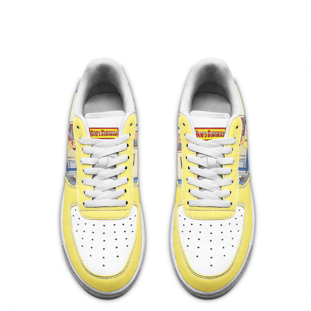 Gene Belcher Bob's Burger Custom Air Sneakers QD12- Cuztomshoes