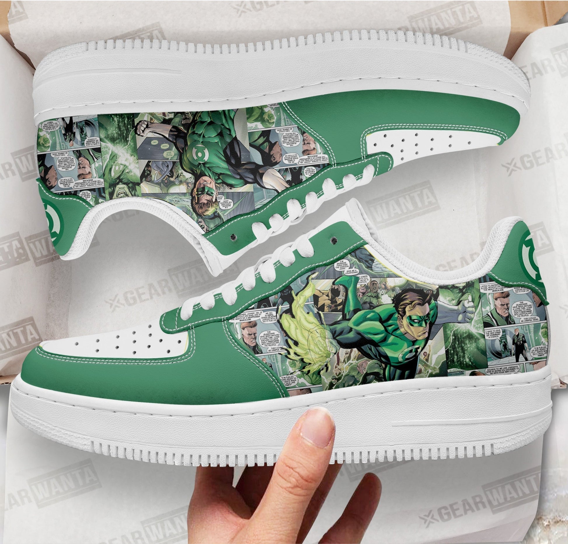 Green Latern Air Sneakers Custom Superhero Comic Shoes- Cuztomshoes