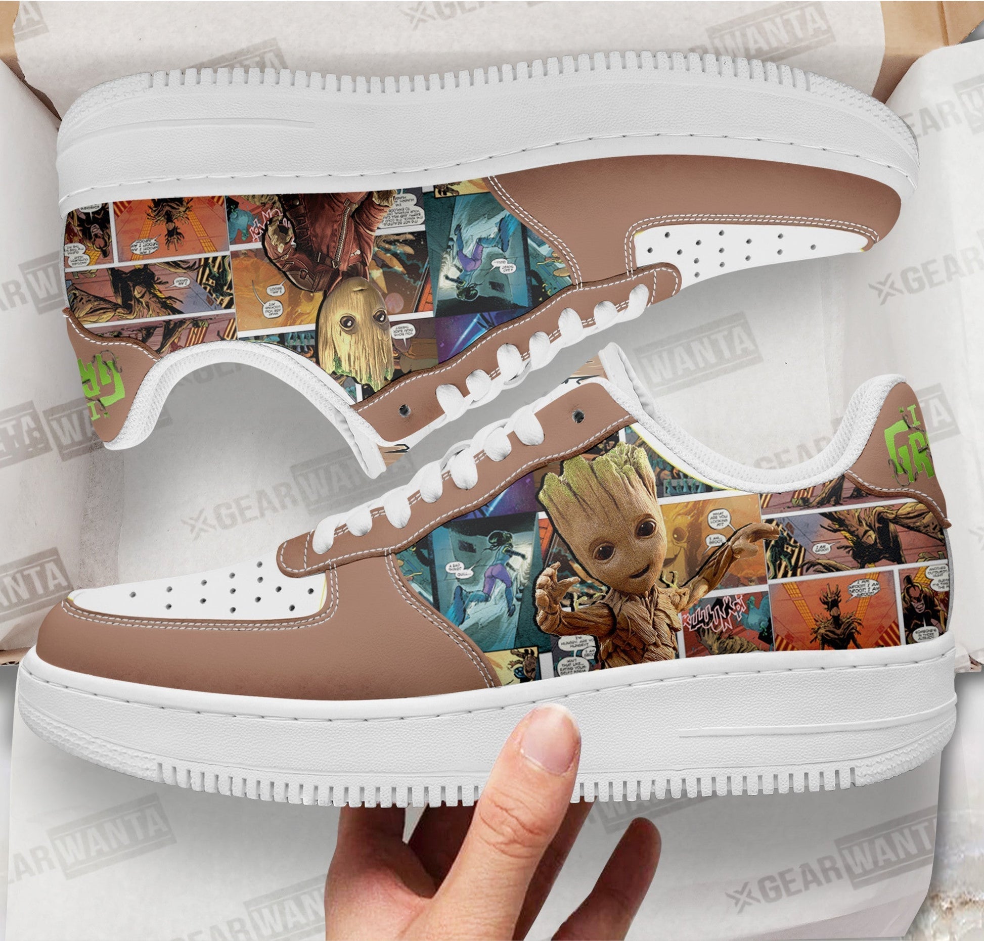 Groot Air Sneakers Custom Superhero Comic Shoes- Cuztomshoes