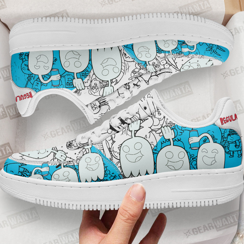 Hi Five Ghost Regular Show Air Sneakers Custom Cartoon Shoes- Cuztomshoes