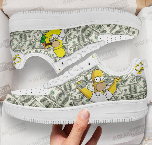 Homer Simpson Air Sneakers Custom Simpson Cartoon Shoes- Cuztomshoes