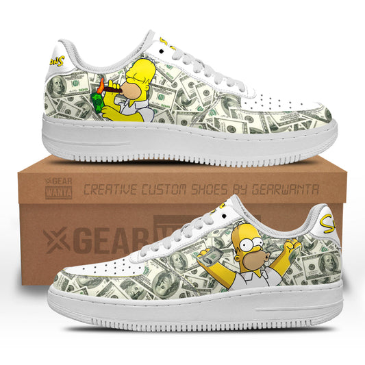 Homer Simpson Air Sneakers Custom Simpson Cartoon Shoes- Cuztomshoes