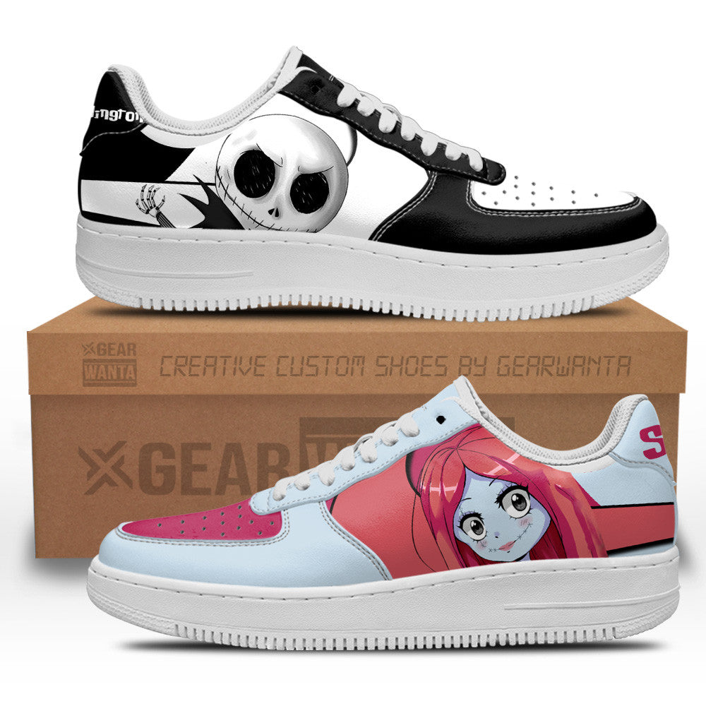 Jack Skellington x Sally Custom Cartoon Air Sneakers LT13- Cuztomshoes