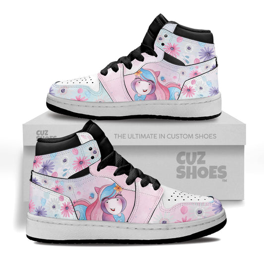 Unicorn Cute Florals Kids Sneakers Custom Kid Shoes PT0208- cuztomshoes.com