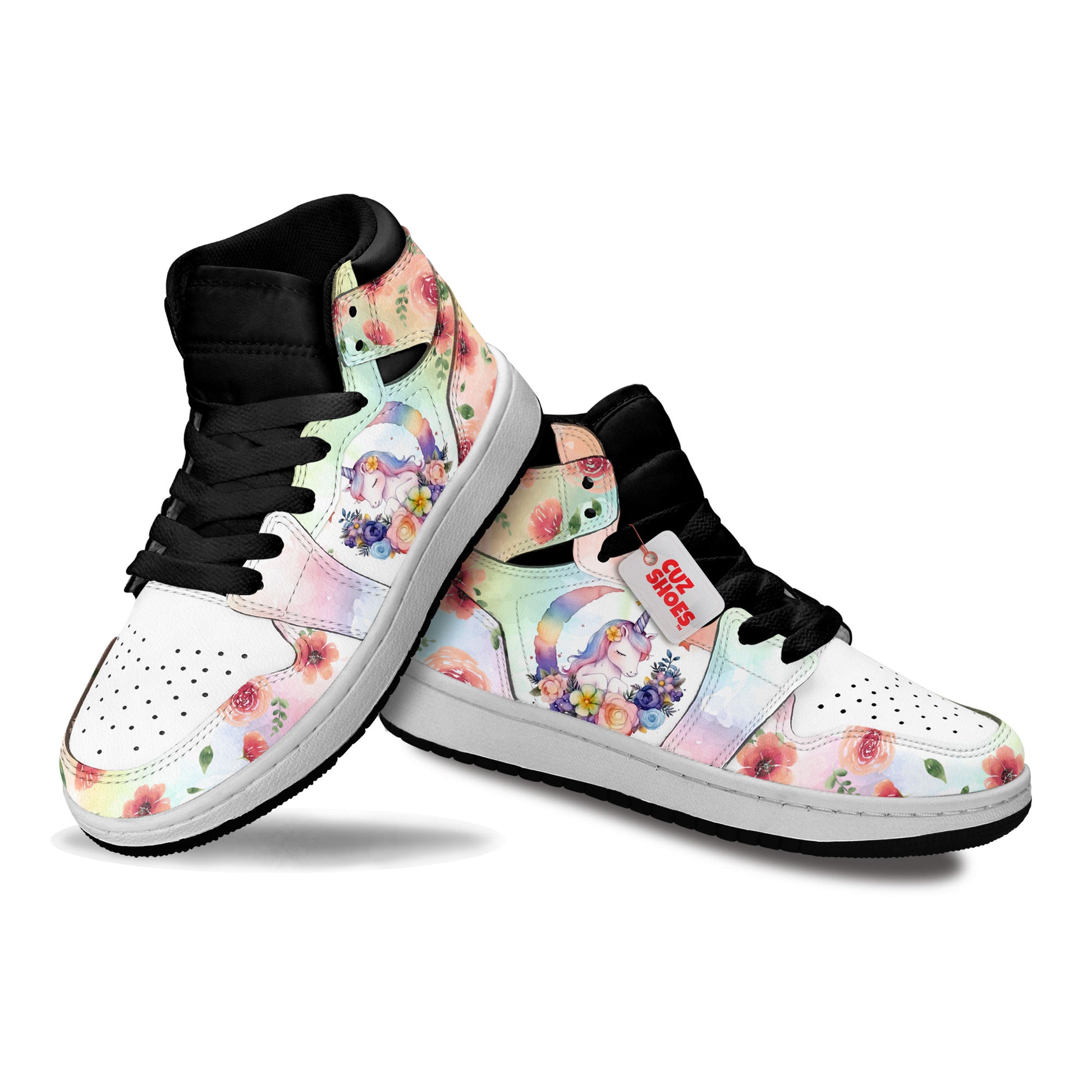 Unicorn Flowers Kids Sneakers Custom Kid Shoes PT0208- cuztomshoes.com