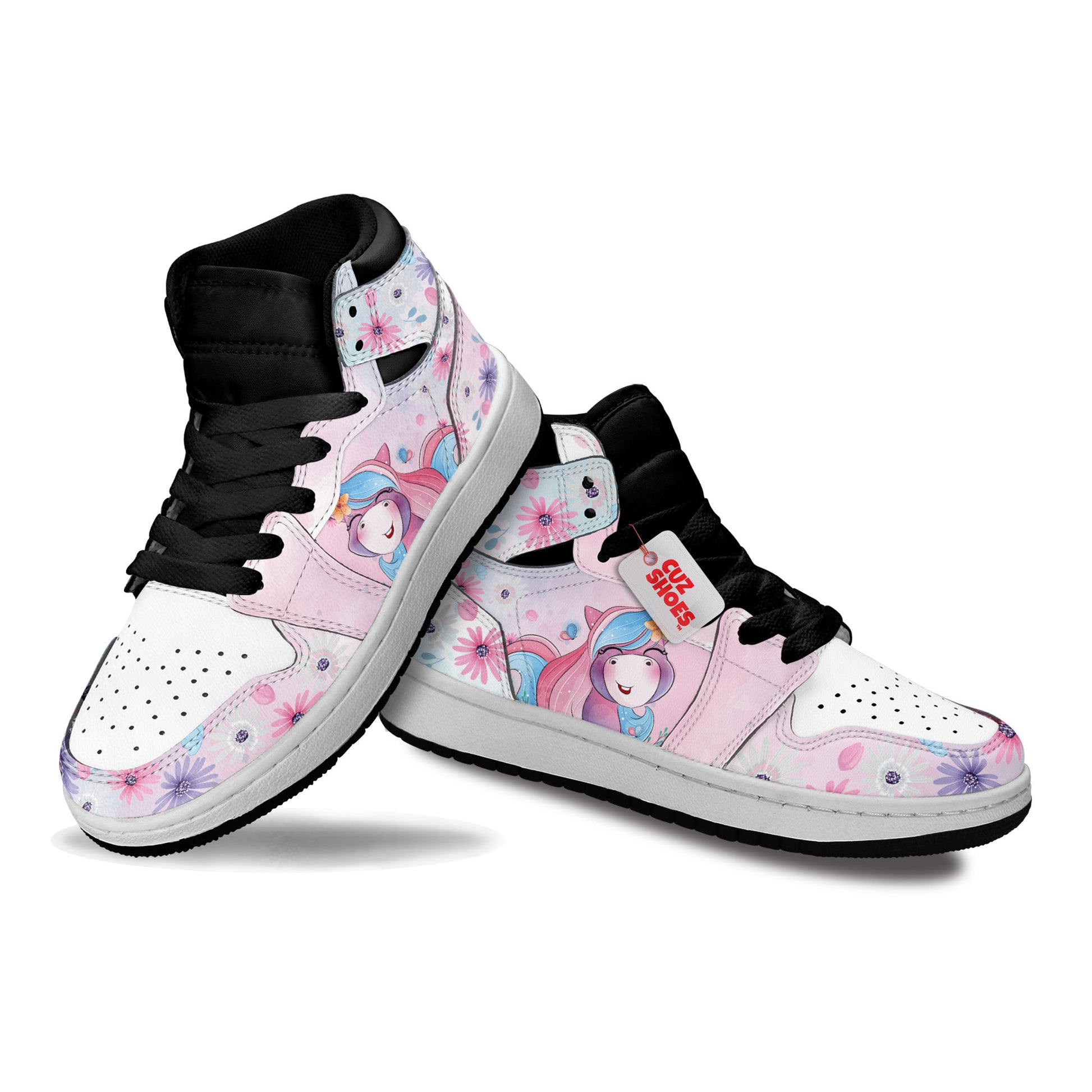 Unicorn Cute Florals Kids Sneakers Custom Kid Shoes PT0208- cuztomshoes.com