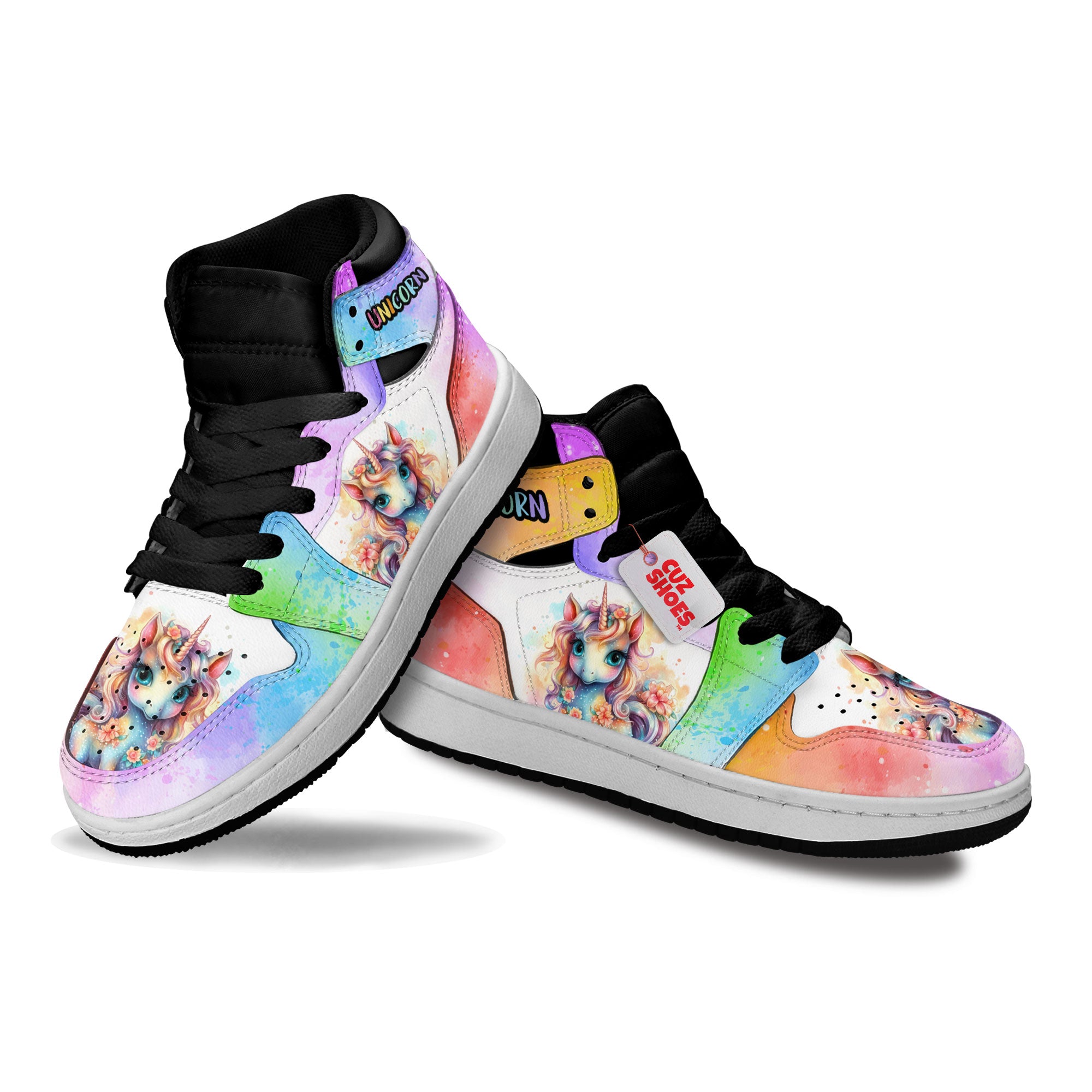 Unicorn Colorful Sneakers Custom Kid Shoes PT0208- cuztomshoes.com