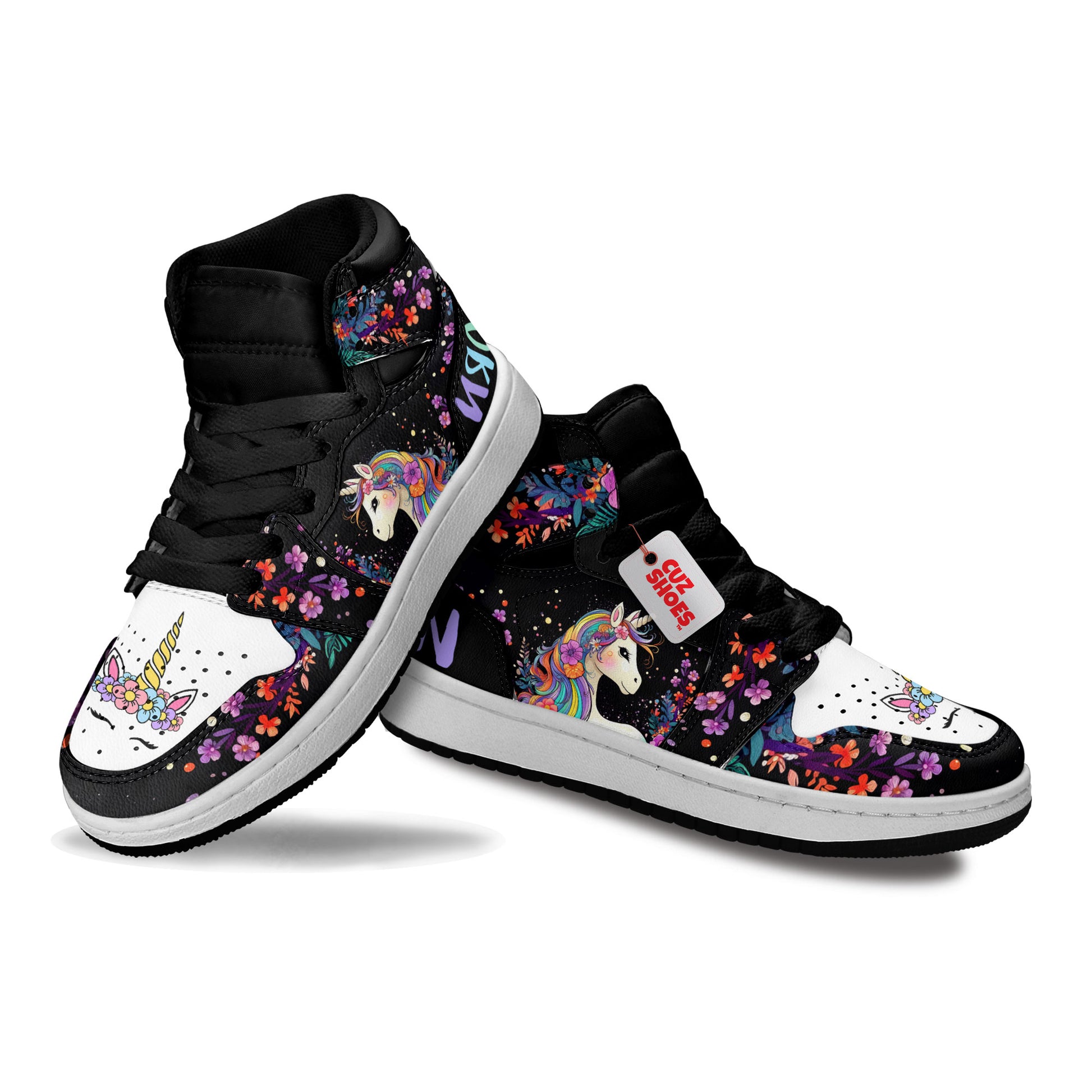 Unicorn Florals Sneakers Custom Kid Shoes PT0208- cuztomshoes.com