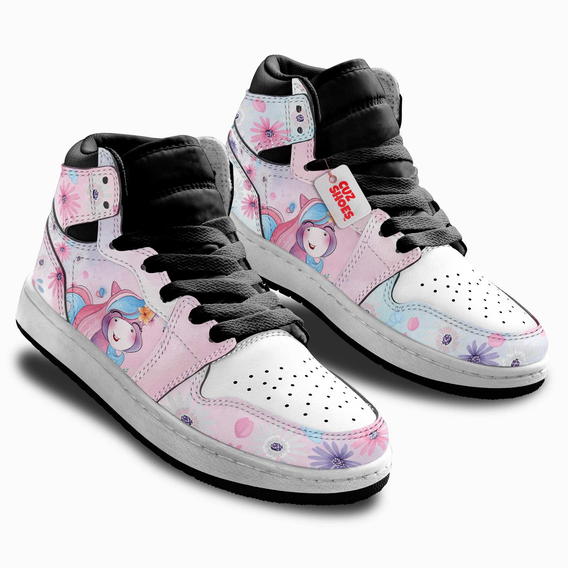 Unicorn Cute Florals Kids Sneakers Custom Kid Shoes PT0208- cuztomshoes.com