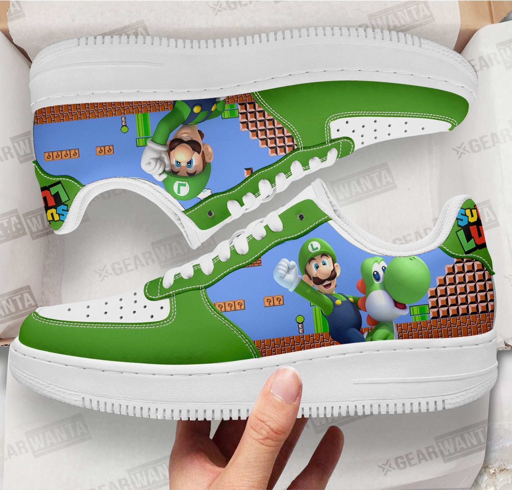 Luigi Super Mario Air Sneakers Custom For Gamer Shoes- Cuztomshoes