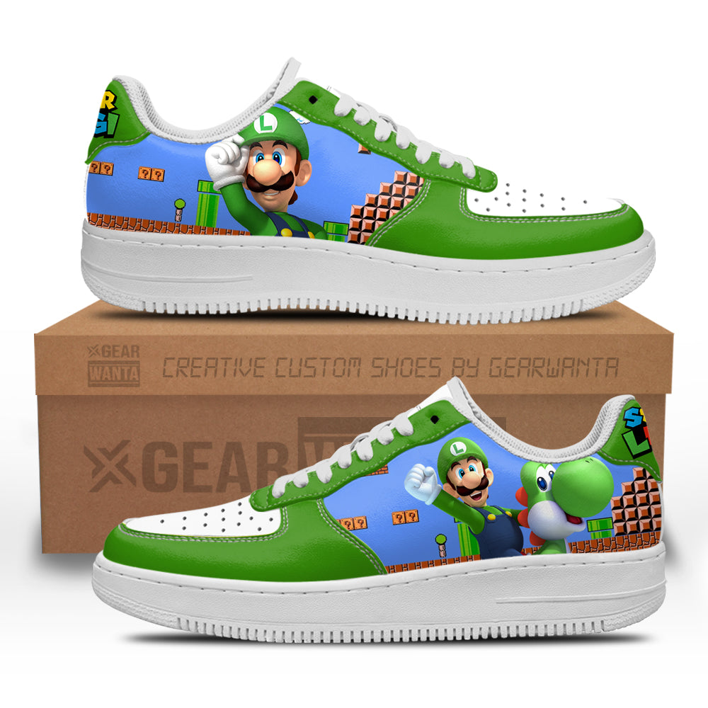 Luigi Super Mario Air Sneakers Custom For Gamer Shoes- Cuztomshoes