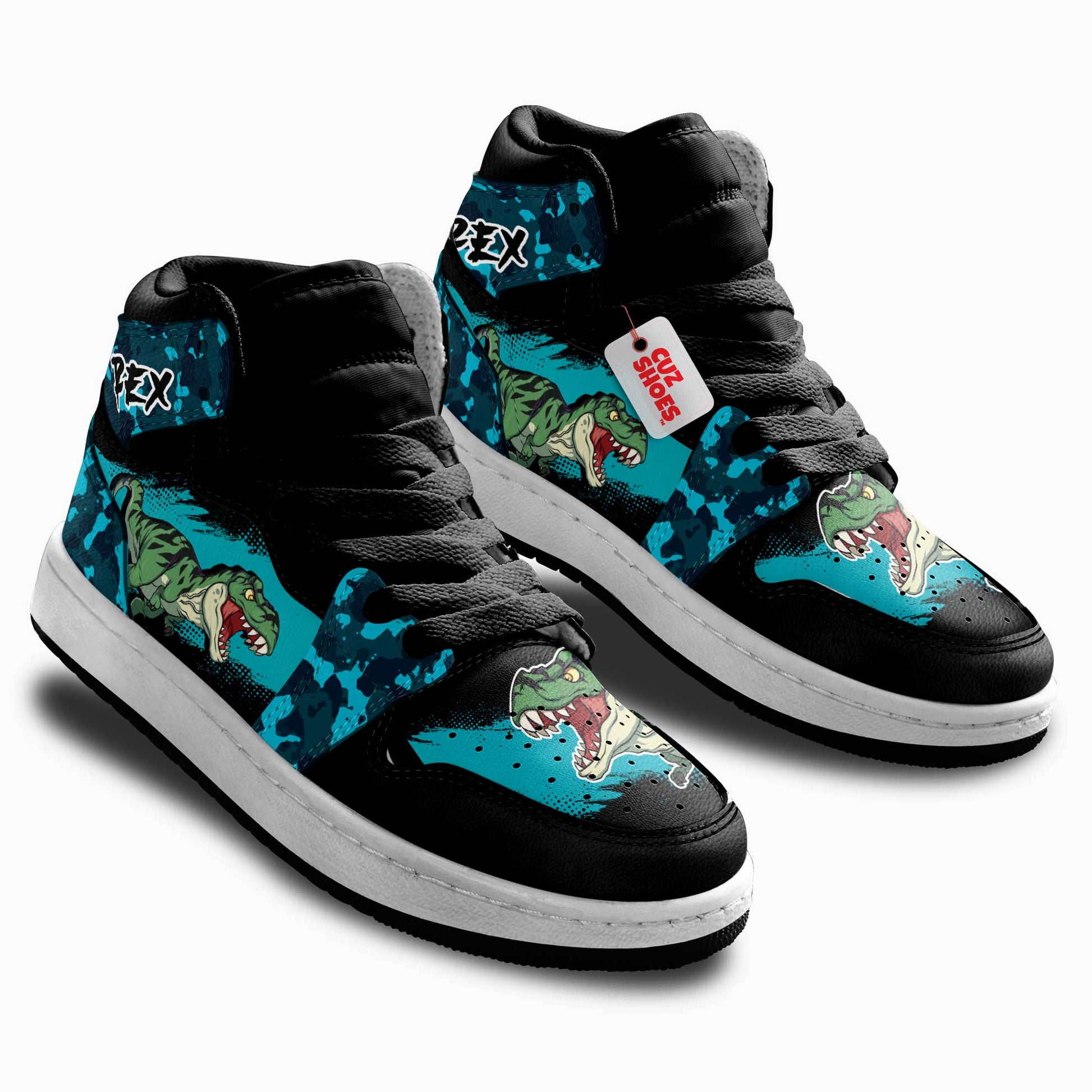 T-Rex Camo Kids Sneakers Dinosaur Custom Shoes MV3006- cuztomshoes.com