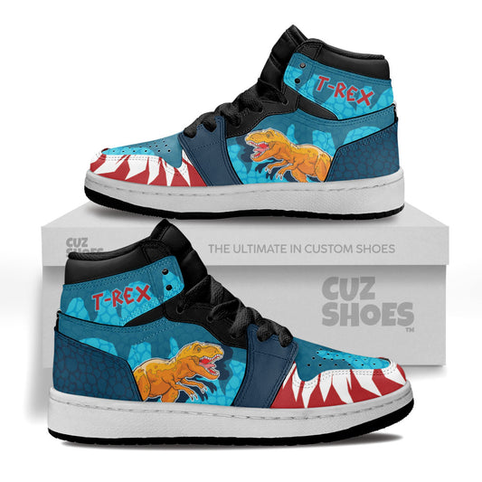 T-Rex Kids Sneakers Dinosaur Custom Shoes MV3006- cuztomshoes.com