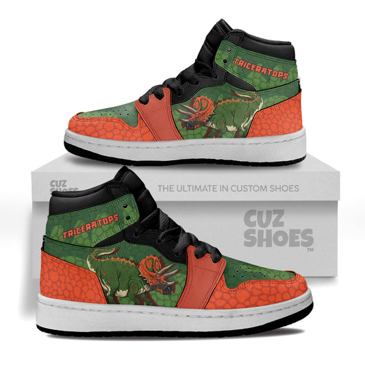 Triceratops Kids Sneakers Custom Dinosaur Shoes MV3006- cuztomshoes.com