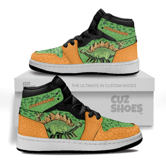 Stegosaurus Kids Sneakers Custom Dinosaur Shoes MV3006- cuztomshoes.com