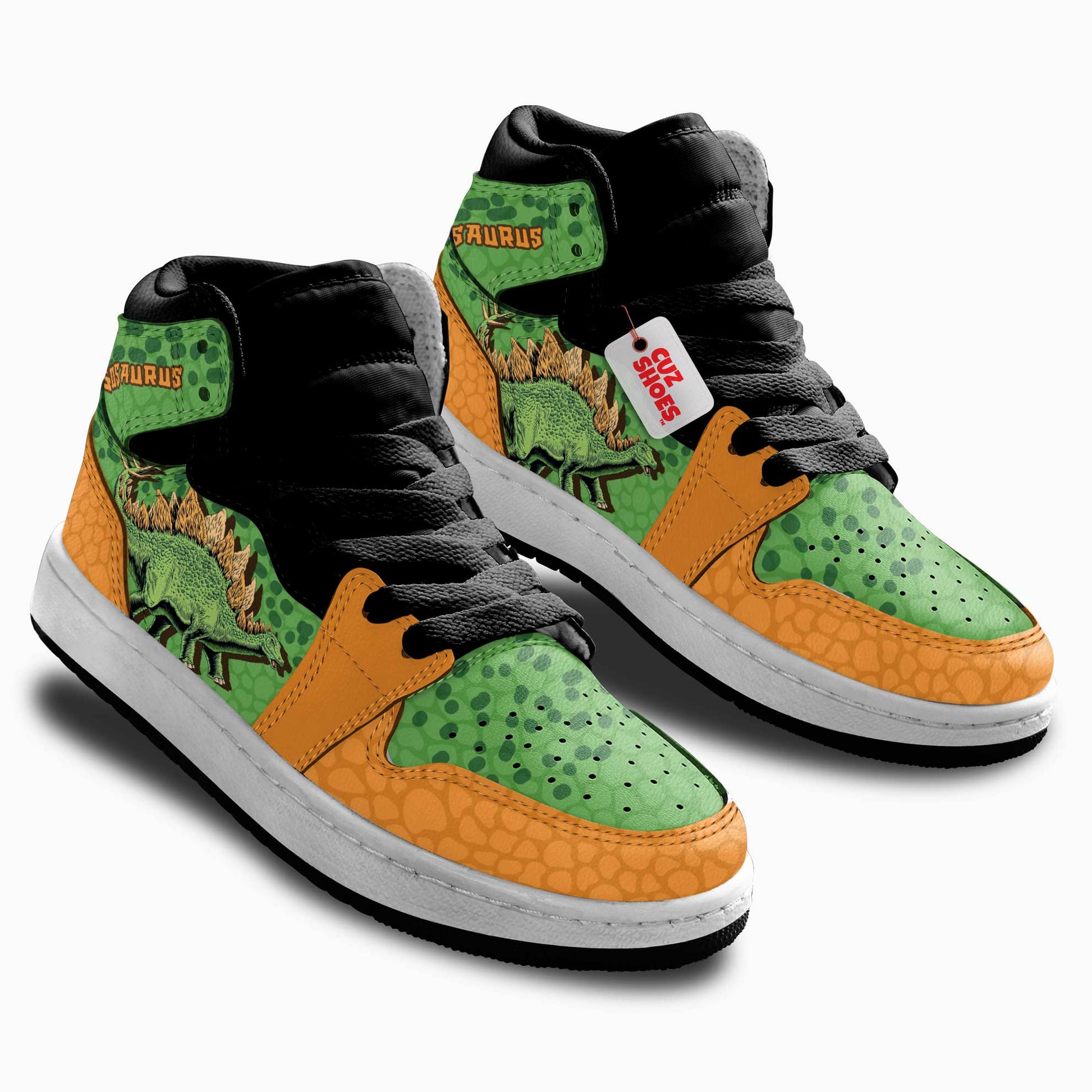 Stegosaurus Kids Sneakers Custom Dinosaur Shoes MV3006- cuztomshoes.com