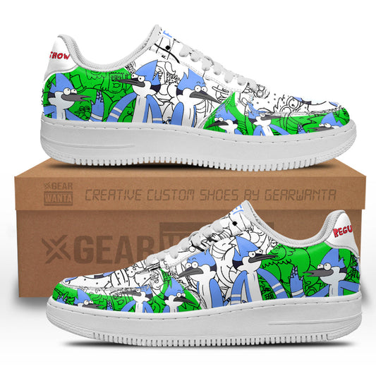 Mordecai Regular Show Air Sneakers Custom Cartoon Shoes- Cuztomshoes