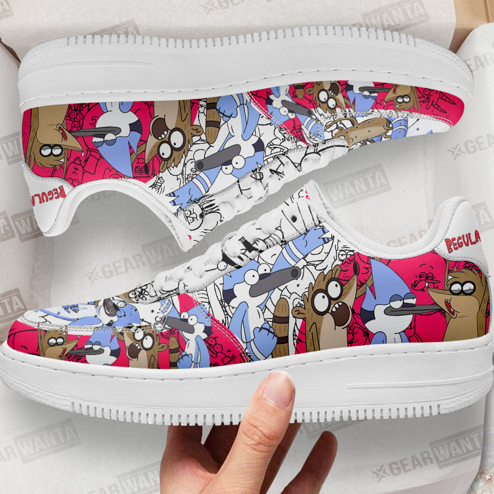 Mordecai and Rigby Regular Show Air Sneakers Custom Cartoon Shoes- Cuztomshoes