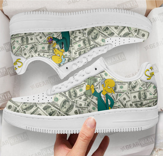 Mr.Burns Air Sneakers Custom Simpson Cartoon Shoes- Cuztomshoes