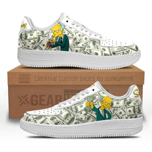 Mr.Burns Air Sneakers Custom Simpson Cartoon Shoes- Cuztomshoes