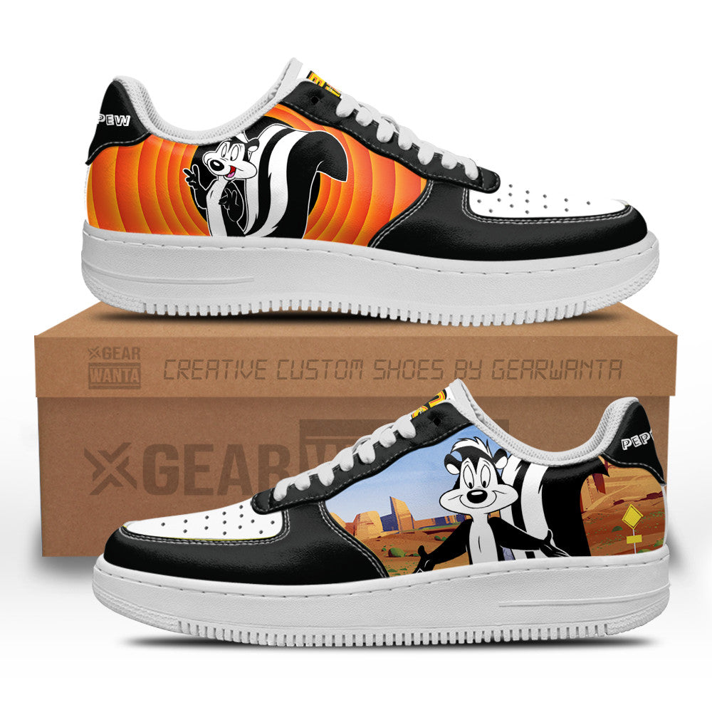 Pepé Le Pew Looney Tunes Custom Air Sneakers QD14- Cuztomshoes