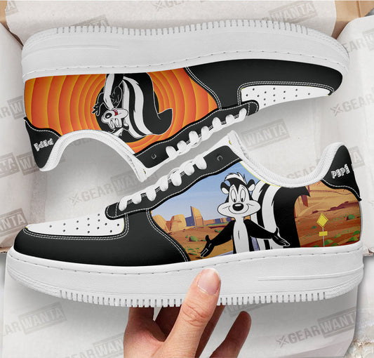 Pepé Le Pew Looney Tunes Custom Air Sneakers QD14- Cuztomshoes