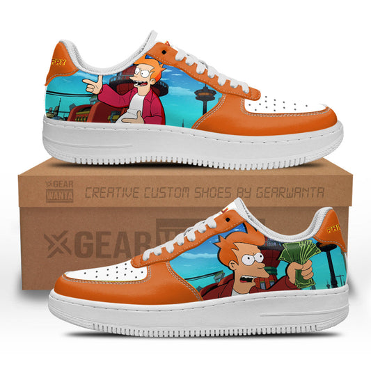 Philip J. Fry Futurama Custom Air Sneakers QD12- Cuztomshoes