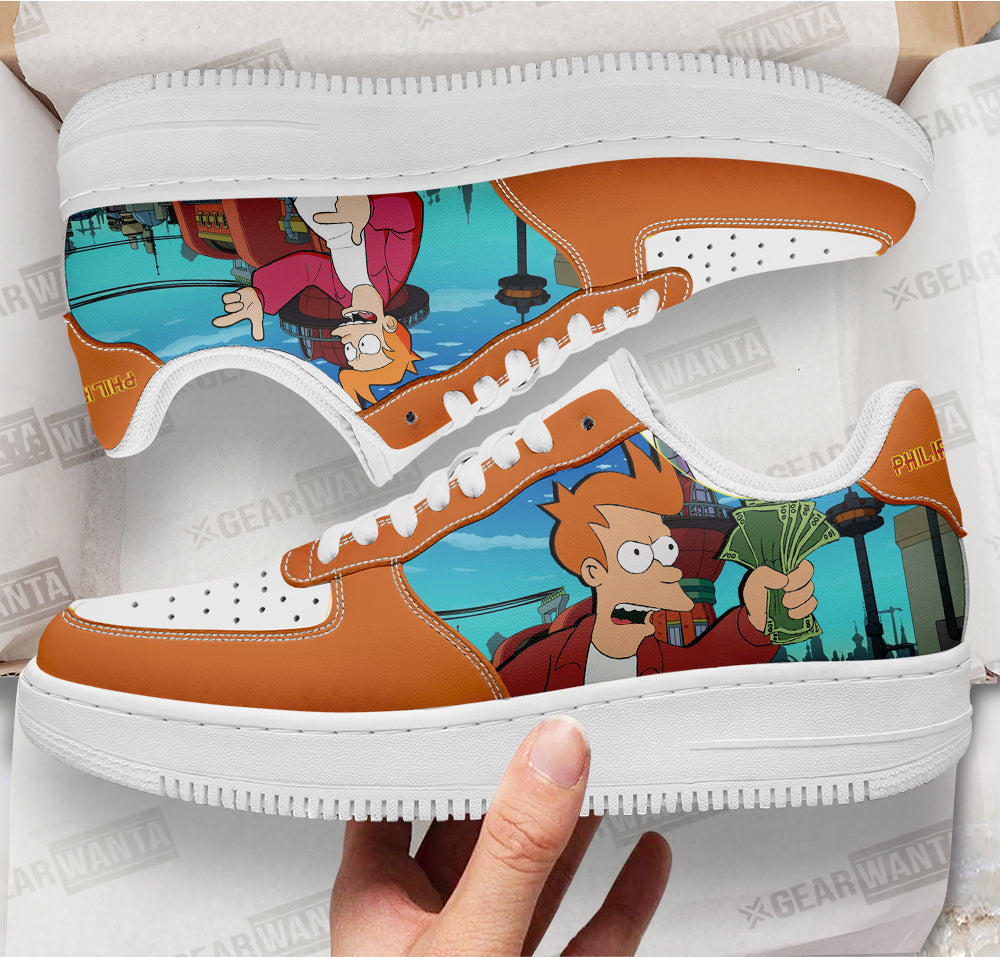 Philip J. Fry Futurama Custom Air Sneakers QD12- Cuztomshoes