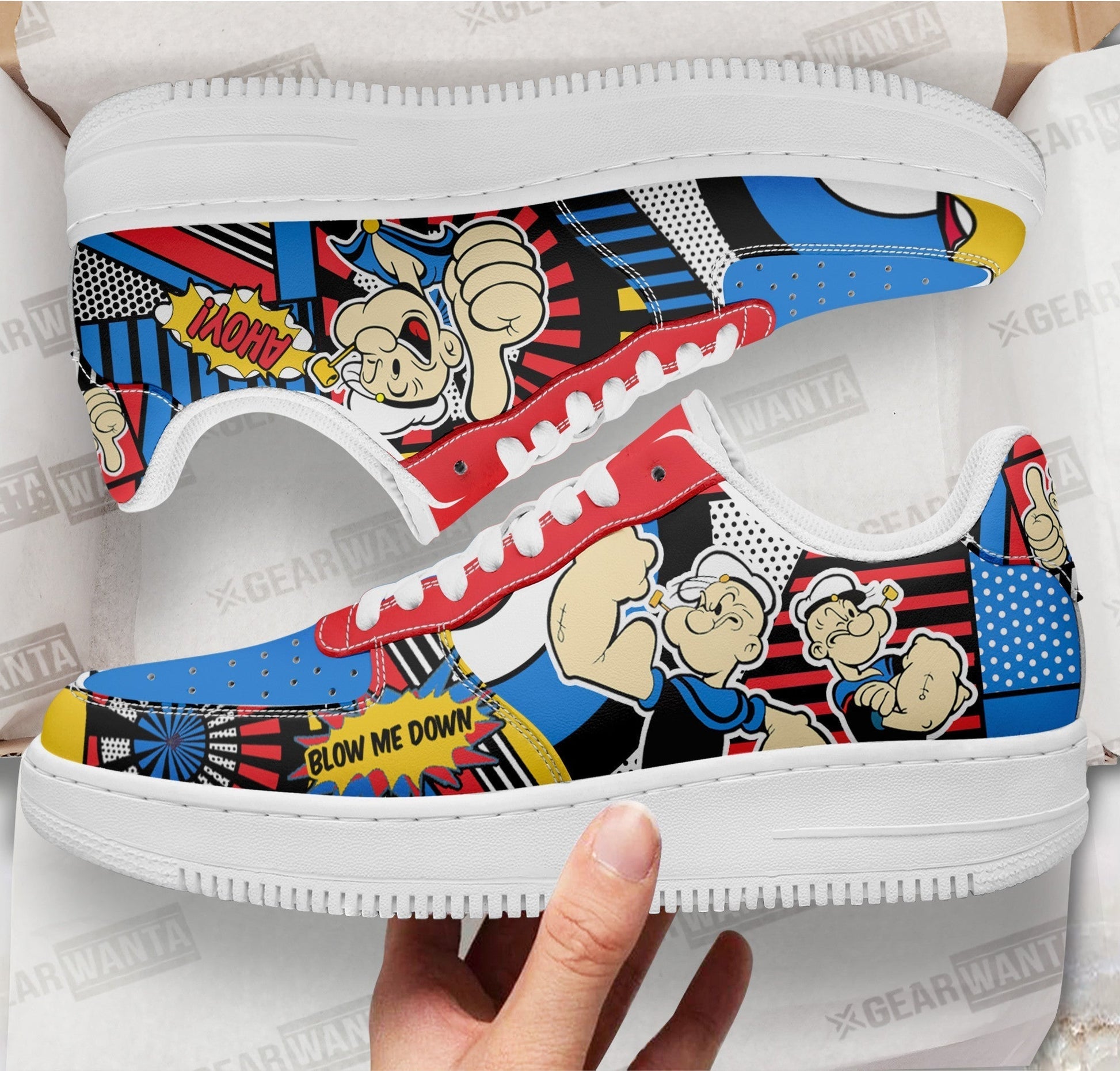 Popeye the Sailor Man Air Sneakers Custom Comic Shoes- Cuztomshoes