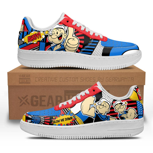 Popeye the Sailor Man Air Sneakers Custom Comic Shoes- Cuztomshoes