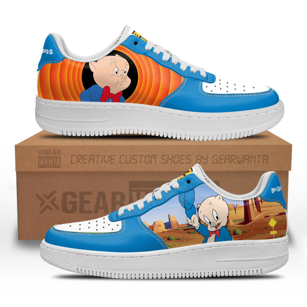 Porky Pig Looney Tunes Custom Air Sneakers QD14- Cuztomshoes