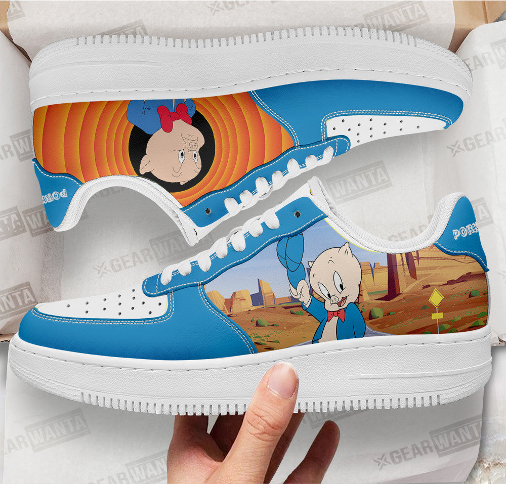 Porky Pig Looney Tunes Custom Air Sneakers QD14- Cuztomshoes