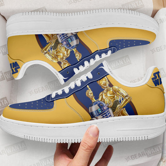 R2-D2 & C-3PO Star Wars Custom Air Sneakers LT11- Cuztomshoes