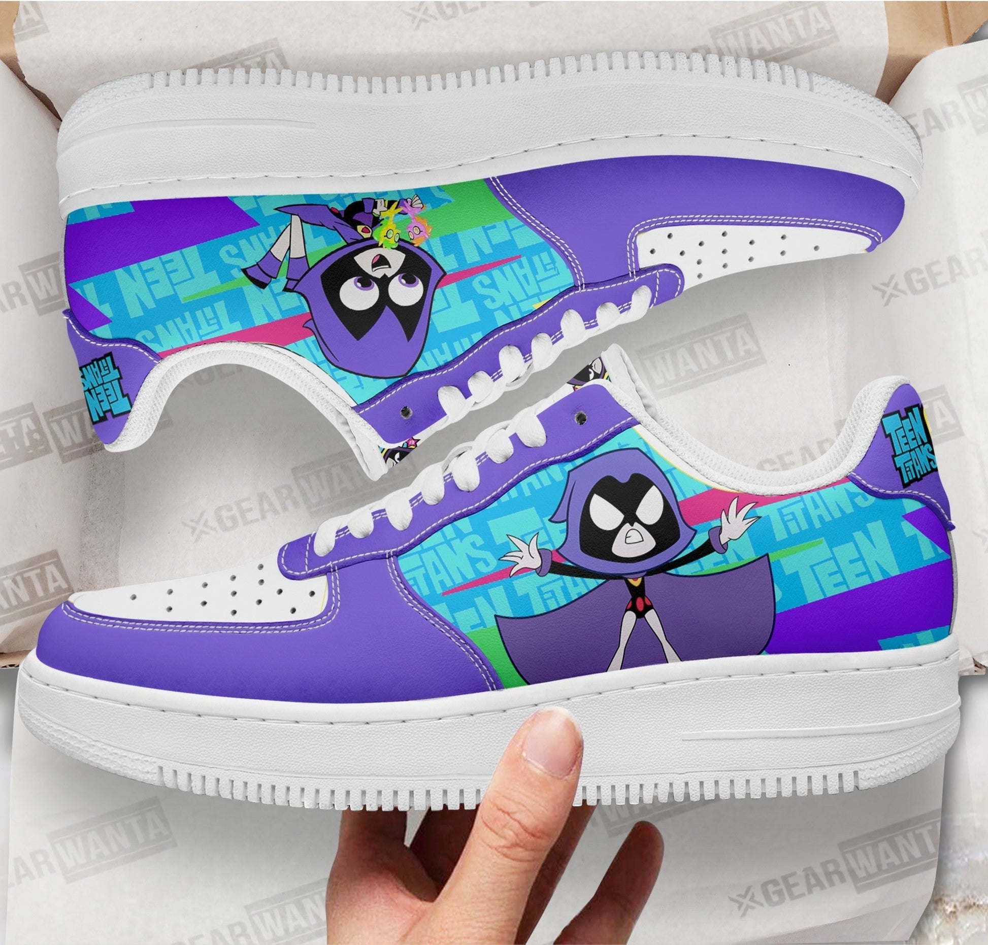 Raven Air Sneakers Custom Teen Titan Go Cartoon Shoes- Cuztomshoes