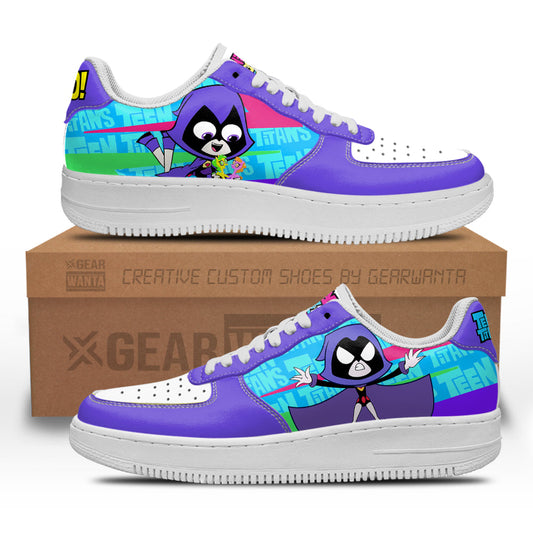 Raven Air Sneakers Custom Teen Titan Go Cartoon Shoes- Cuztomshoes