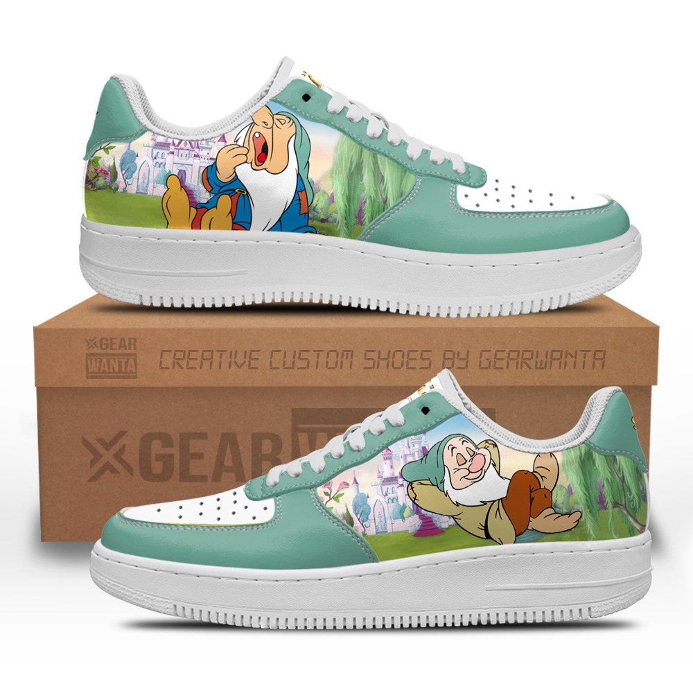 Sleepy Snow White and 7 Dwarfs Custom Air Sneakers QD12- Cuztomshoes