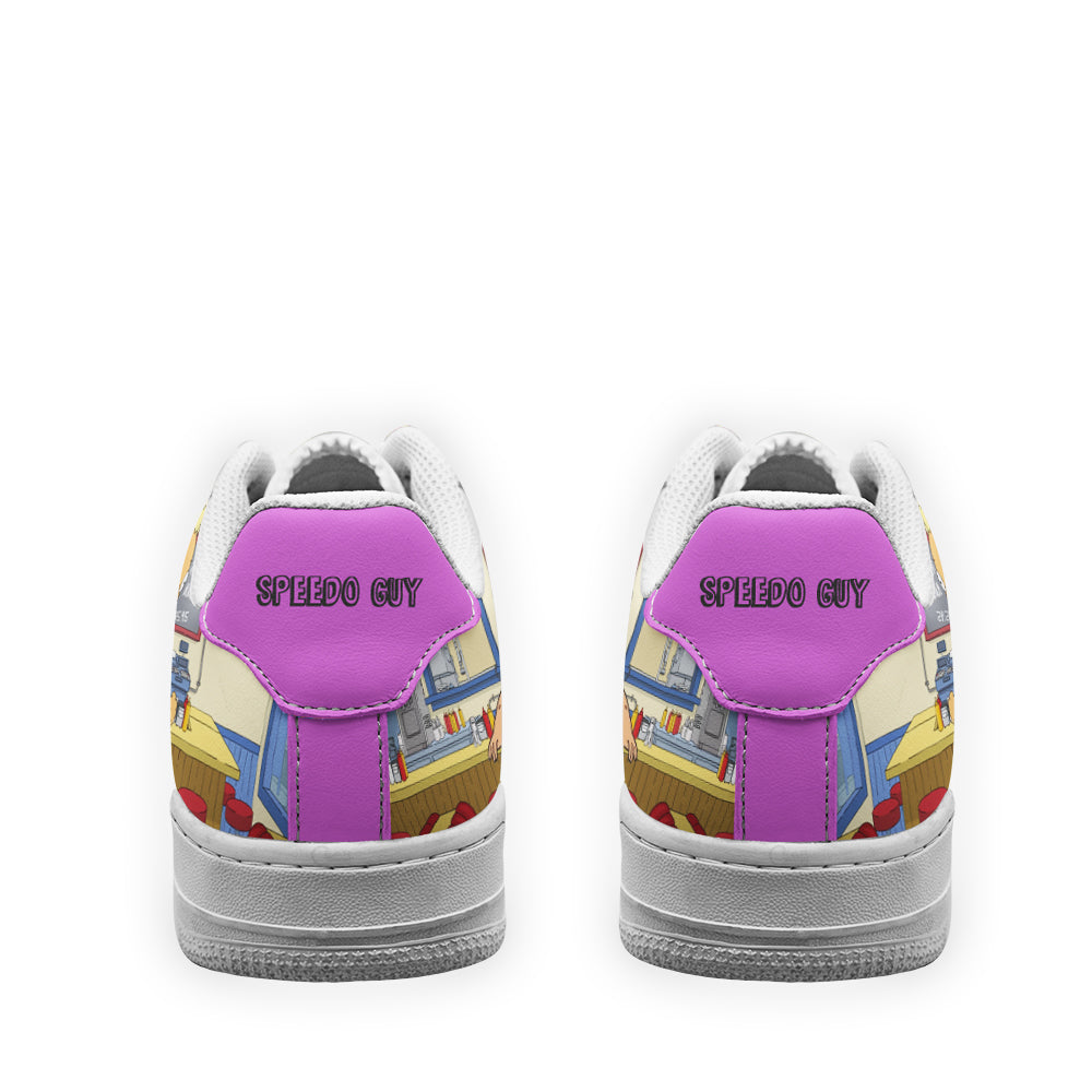 Speedo Guy Bob's Burger Custom Air Sneakers QD12- Cuztomshoes